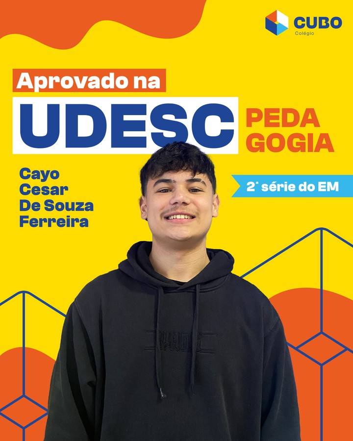 O Cayo foi aprovado em Pedagogia na UDESC, direto da 2ª série do ensino médio! 🚀